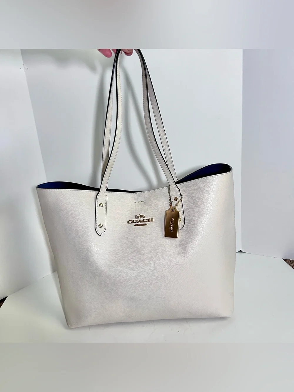 Coach Town Tote Chalk White Pebbled Leather Large Tote M2280-72673
